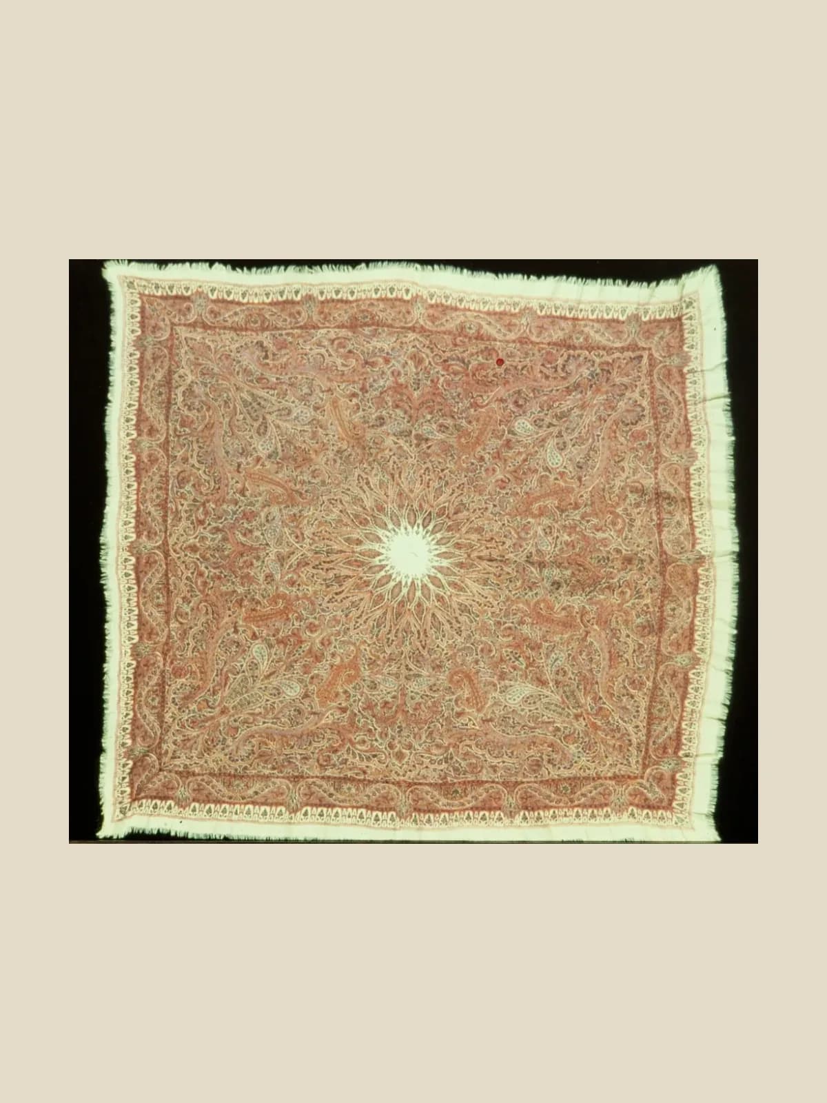 Mehtab Amli Square Shawl — Rose Ivory